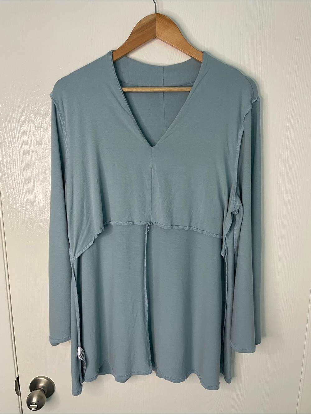 Eileen Fisher XL Soft Blue V-Neck Jersey Tunic Top - Picture 8 of 8